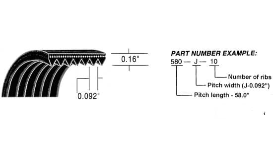 350J10 - Micro-Rib V-Belt (35.0")