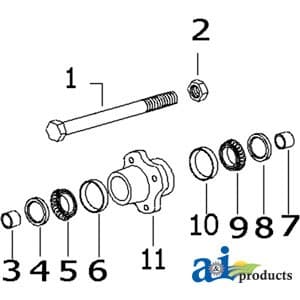 BC18 - Hub Axle Bolt, 1"x8"-Grade 5, Zinc