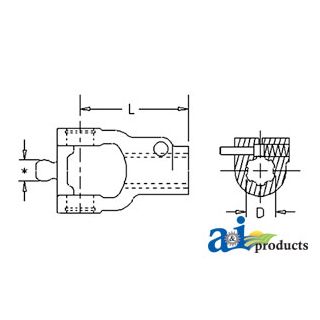 141026267 - Tractor yoke, CV, QD push pin, 1 3/4 20 spline