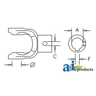 151014065 - Implement Yoke, Round Bore 1 1/4 w/ 5/16 Keyway