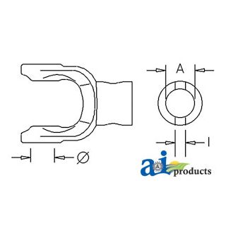 151016098 - Implement Yoke, Round Bore 1 3/8 w/ 3/8 Pin Hole