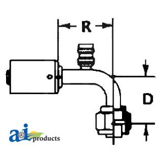 461-3271 - Steel 90° Female O-Ring W/ R134a Service Port Fitting