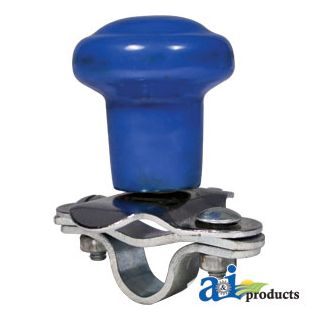 5A6BU - Spinner, Aluminum Steering Wheel Blue Plastic Coated Knob