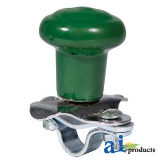 5A6G - Spinner, Aluminum Steering Wheel Green Plastic Coated Knob