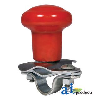 5A6R - Spinner, Aluminum Steering Wheel Red Plastic Coated Knob