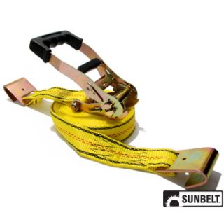 B1310781 - 27' X 2" Ratchet, Yellow Webbing, Large Bar Handle, Flat Hooks, Cut Case
