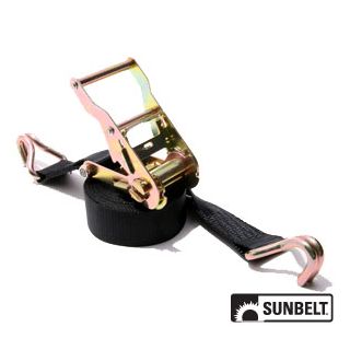 B1340700 - 15' X 1 1/2" Ratchet, Zinc, Black Webbing, Double J Hooks