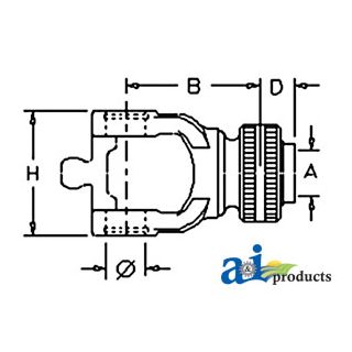 BP573040375 - Tractor Yoke, Splined 1 3/8 - 6 Spline - Slide Coll