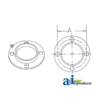 F4Z85-I - Flange Half, Bearing; Re-Lubricatable 4 Bolt Round W/ Zerk