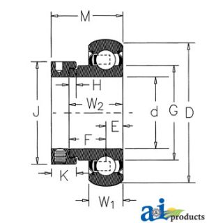 RA012RRB-I - Bearing, Ball; Spherical W/ Collar, Non-Relubricatable