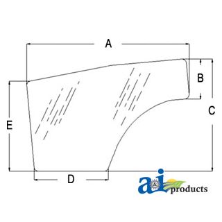 T1155-70672 - Glass, RH Door
