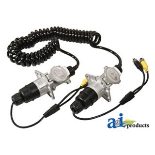 TCK523 - Cabcam Trailer Cable Kit, 7 Pin Coiled, Aluminum Connectors, 2 Camera Capability