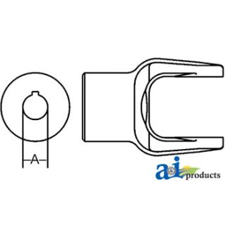 W040259 - Implement Yoke, Round Bore 1 - 1/4 Keyway Tapped Hole