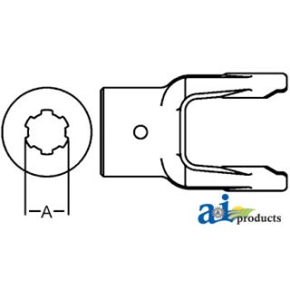 W040317 - Implement Yoke, Splined 1 3/8 - 6 Spline - 8mm Pin Hole