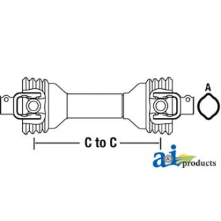 W230012100101 - Driveline, Complete With 1-3/8" 6 Spline End Yokes