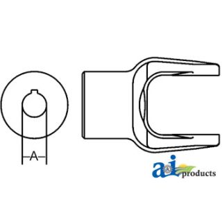 W329057 - Implement Yoke, Round Bore 1 3/4 - 1/2 Keyway Tapped H