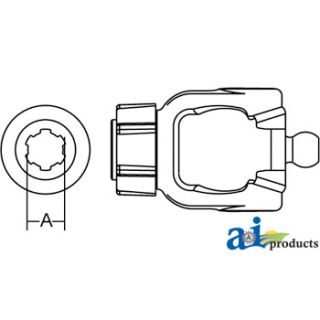 W363606-A - Tractor Yoke, Splined 1 3/4 - 20 Spline w/ AS Lock