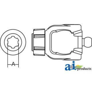 W382710-A - Tractor Yoke, Splined 1 3/8 - 6 Spline w/ AS Lock