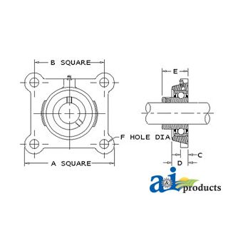 WGFZ14-I - 4 Bolt Flanged Bearing W/ Lock Collar, Re-Lubricatable