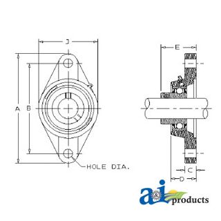 WGTZ23-I - 2 Bolt Flanged Bearing W/ Lock Collar, Re-Lubricatable